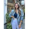 imageHappy Sailed Womens Tweed Blazers Casual Long Sleeve Double Breasted Open Front Blazer Jackets Work SuitsBlue