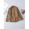 imageHappy Sailed Womens Tweed Blazers Casual Long Sleeve Double Breasted Open Front Blazer Jackets Work SuitsBrown