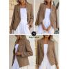 imageHappy Sailed Womens Tweed Blazers Casual Long Sleeve Double Breasted Open Front Blazer Jackets Work SuitsBrown
