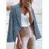 imageHappy Sailed Womens Tweed Blazers Casual Long Sleeve Double Breasted Open Front Blazer Jackets Work SuitsDark Blue