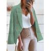 imageHappy Sailed Womens Tweed Blazers Casual Long Sleeve Double Breasted Open Front Blazer Jackets Work SuitsGreen