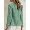 imageHappy Sailed Womens Tweed Blazers Casual Long Sleeve Double Breasted Open Front Blazer Jackets Work SuitsGreen