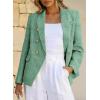imageHappy Sailed Womens Tweed Blazers Casual Long Sleeve Double Breasted Open Front Blazer Jackets Work SuitsGreen