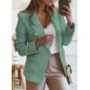 imageHappy Sailed Womens Tweed Blazers Casual Long Sleeve Double Breasted Open Front Blazer Jackets Work SuitsGreen