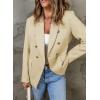 imageHappy Sailed Womens Tweed Blazers Casual Long Sleeve Double Breasted Open Front Blazer Jackets Work SuitsKhaki
