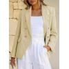 imageHappy Sailed Womens Tweed Blazers Casual Long Sleeve Double Breasted Open Front Blazer Jackets Work SuitsKhaki