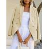 imageHappy Sailed Womens Tweed Blazers Casual Long Sleeve Double Breasted Open Front Blazer Jackets Work SuitsKhaki