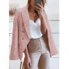 imageHappy Sailed Womens Tweed Blazers Casual Long Sleeve Double Breasted Open Front Blazer Jackets Work SuitsPink