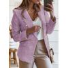 imageHappy Sailed Womens Tweed Blazers Casual Long Sleeve Double Breasted Open Front Blazer Jackets Work SuitsPurple