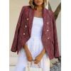 imageHappy Sailed Womens Tweed Blazers Casual Long Sleeve Double Breasted Open Front Blazer Jackets Work SuitsRed