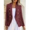 imageHappy Sailed Womens Tweed Blazers Casual Long Sleeve Double Breasted Open Front Blazer Jackets Work SuitsRed