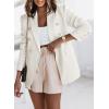 imageHappy Sailed Womens Tweed Blazers Casual Long Sleeve Double Breasted Open Front Blazer Jackets Work SuitsWhite