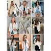 imageHappy Sailed Womens Tweed Blazers Casual Long Sleeve Double Breasted Open Front Blazer Jackets Work SuitsWhite