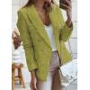 imageHappy Sailed Womens Tweed Blazers Casual Long Sleeve Double Breasted Open Front Blazer Jackets Work SuitsYellow