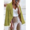 imageHappy Sailed Womens Tweed Blazers Casual Long Sleeve Double Breasted Open Front Blazer Jackets Work SuitsYellow