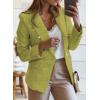 imageHappy Sailed Womens Tweed Blazers Casual Long Sleeve Double Breasted Open Front Blazer Jackets Work SuitsYellow