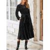 imageHappy Sailed Womens Velvet Dress Fashion Spring Lantern Sleeve High Waist ALine Long Formal Party DressesBlack