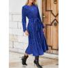 imageHappy Sailed Womens Velvet Dress Fashion Spring Lantern Sleeve High Waist ALine Long Formal Party DressesBlue
