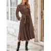 imageHappy Sailed Womens Velvet Dress Fashion Spring Lantern Sleeve High Waist ALine Long Formal Party DressesBrown Coffee