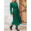 imageHappy Sailed Womens Velvet Dress Fashion Spring Lantern Sleeve High Waist ALine Long Formal Party DressesGreen