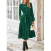imageHappy Sailed Womens Velvet Dress Fashion Spring Lantern Sleeve High Waist ALine Long Formal Party DressesGreen