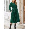 imageHappy Sailed Womens Velvet Dress Fashion Spring Lantern Sleeve High Waist ALine Long Formal Party DressesGreen