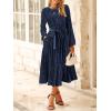 imageHappy Sailed Womens Velvet Dress Fashion Spring Lantern Sleeve High Waist ALine Long Formal Party DressesNavy Blue