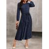 imageHappy Sailed Womens Velvet Dress Fashion Spring Lantern Sleeve High Waist ALine Long Formal Party DressesNavy Blue