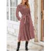 imageHappy Sailed Womens Velvet Dress Fashion Spring Lantern Sleeve High Waist ALine Long Formal Party DressesPink