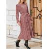 imageHappy Sailed Womens Velvet Dress Fashion Spring Lantern Sleeve High Waist ALine Long Formal Party DressesPink