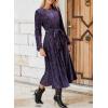 imageHappy Sailed Womens Velvet Dress Fashion Spring Lantern Sleeve High Waist ALine Long Formal Party DressesPurple