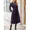 imageHappy Sailed Womens Velvet Dress Fashion Spring Lantern Sleeve High Waist ALine Long Formal Party DressesPurple