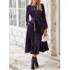 imageHappy Sailed Womens Velvet Dress Fashion Spring Lantern Sleeve High Waist ALine Long Formal Party DressesPurple