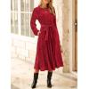 imageHappy Sailed Womens Velvet Dress Fashion Spring Lantern Sleeve High Waist ALine Long Formal Party DressesRed