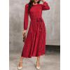 imageHappy Sailed Womens Velvet Dress Fashion Spring Lantern Sleeve High Waist ALine Long Formal Party DressesRed