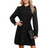 imageHappy Sailed Fall Cocktail Dresses for Women Lace Long Sleeve Button Slim A Line Mini DressBlack