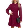 imageHappy Sailed Fall Cocktail Dresses for Women Lace Long Sleeve Button Slim A Line Mini DressBurgundy