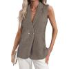 imageHappy Sailed Vest for Women Fall Winter Sleeveless Blazer Cardigans with PocketsBrown