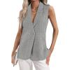 imageHappy Sailed Vest for Women Fall Winter Sleeveless Blazer Cardigans with PocketsGrey