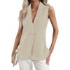 imageHappy Sailed Vest for Women Fall Winter Sleeveless Blazer Cardigans with PocketsKhaki