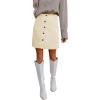 imageHappy Sailed Womens Corduroy Skirts Fall Winter High Waisted Button Down Aline Short Mini Skirt with PocketsBeige