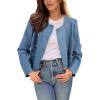 imageHappy Sailed Womens Cropped Tweed Blazers Casual Long Sleeve Double Breasted Open Front Blazer Jackets Work SuitsDark Blue
