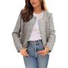 imageHappy Sailed Womens Cropped Tweed Blazers Casual Long Sleeve Double Breasted Open Front Blazer Jackets Work SuitsGray