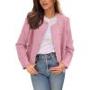 imageHappy Sailed Womens Cropped Tweed Blazers Casual Long Sleeve Double Breasted Open Front Blazer Jackets Work SuitsPink