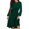 imageHappy Sailed Womens Long Sleeve Ruched Waist Flowy A Line High Low Midi Cocktail Party DressBlackish Green