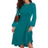 imageHappy Sailed Womens Long Sleeve Ruched Waist Flowy A Line High Low Midi Cocktail Party DressLake Green