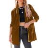 imageHappy Sailed Womens Velvet Blazer Jackets Casual Long Sleeve Lapel Collar Pocketed Blazer Suits Work OutfitsBrown