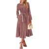 imageHappy Sailed Womens Velvet Dress Fashion Spring Lantern Sleeve High Waist ALine Long Formal Party DressesPink