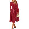 imageHappy Sailed Womens Velvet Dress Fashion Spring Lantern Sleeve High Waist ALine Long Formal Party DressesRed