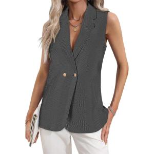 imageHappy Sailed Vest for Women Fall Winter Sleeveless Blazer Cardigans with PocketsBlack